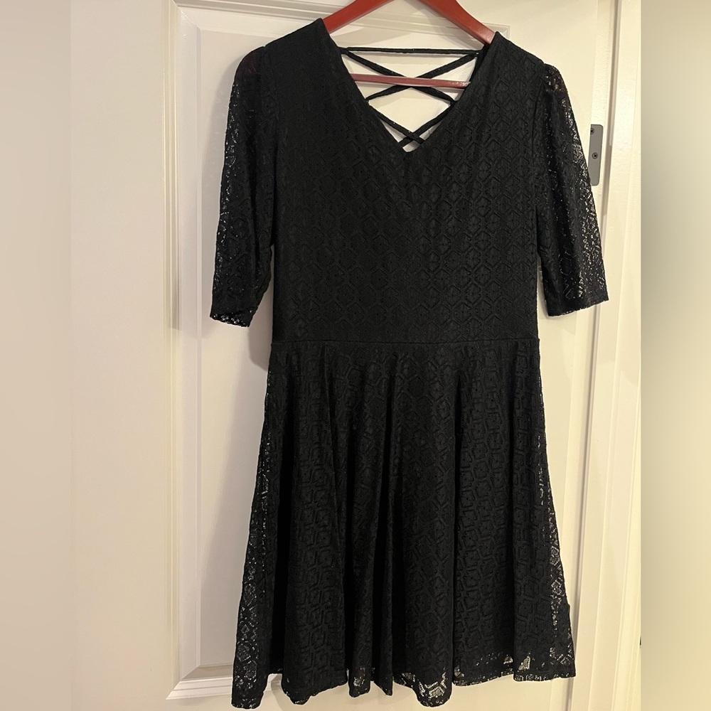 Love, Fire Black Lace party dress with strappy back